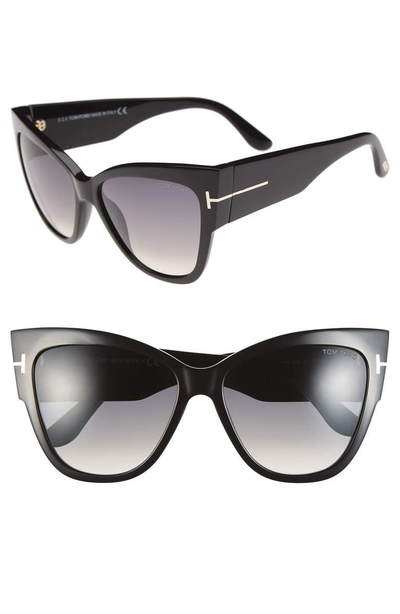 Anoushka 57mm Gradient Cat Eye Sunglasses grey