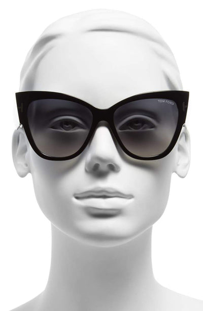 Anoushka 57mm Gradient Cat Eye Sunglasses grey