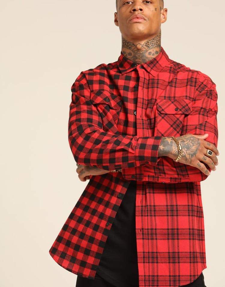 SAINT MORTA DUO LS FLANNEL SHIRT RED/BLACK