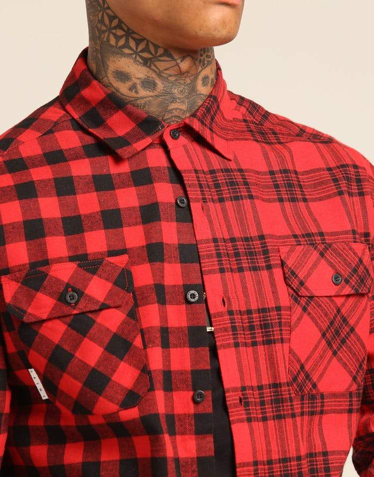 SAINT MORTA DUO LS FLANNEL SHIRT RED/BLACK