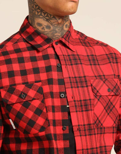 SAINT MORTA DUO LS FLANNEL SHIRT RED/BLACK